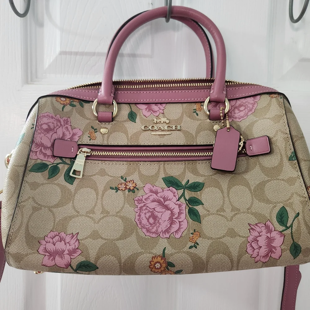 Coach Pink and Tan Floral Satchel - Picture 9 of 9